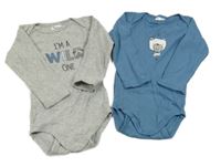 2x - Sivé + modré body s medvedíkom Pocopiano