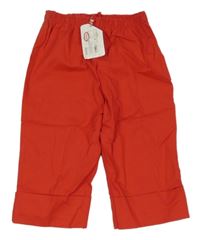 Nové - Červené plátenné capri nohavice