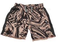 Nové - Tmavošedo-růžové vzorované teplákové kraťasy Volcom 