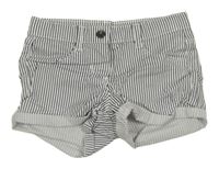 Bielo-čierne pruhované plátenné kraťasy Gémo