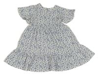 Bielo-modré kvietkovane strukturované šaty Primark