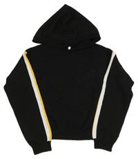 Čierny crop sveter s prúžkami a kapucňou C&A