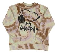 Ružovo-béžová-hnedá batikovaná mikina so Snoopym H&M