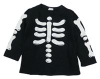 Čierne tričko s kostlivcem H&M