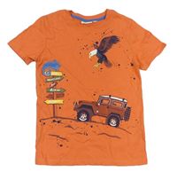 Oranžové tričko s obrázkami Kids