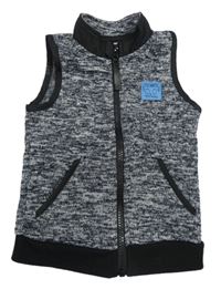 Čierno-biela melírovaná pletená prepínaci vesta s nášivkou zn. so cute