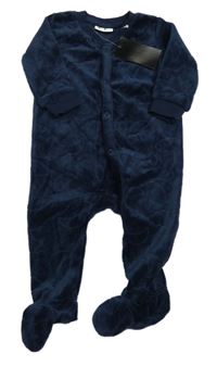 Nové - tmavomodrý zamatový overal s obláčikmi  a mesiacmi Kuniboo