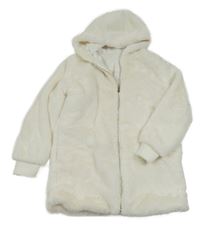 Smetanový kožešinový podšitý kabát s kapucí St. Bernard