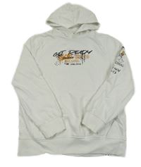 Smetanová mikina s graffiti nápisy a kapsou a kapucí C&A