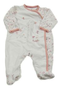 Bílo-růžový sametový overal s Bambim C&A