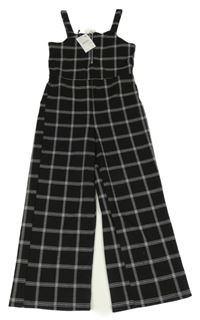 Nové - čierno-biely kockovaný nohavicový culottes overal C&A