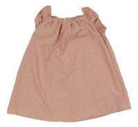 Pudrové vzorované oversize šaty s volánikmi