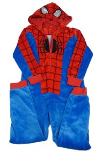 Modro-červená plyšová kombinéza s pavoukem a kapucí - Spider-man C&A