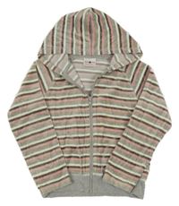 Pruhovano-sivá zamatová prepínaci mikina s kapucňou Next