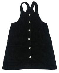 Čierne rebrované zamatové prepínaci šaty Matalan