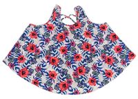 Bílo-modro-neonový květovaný volný top Primark