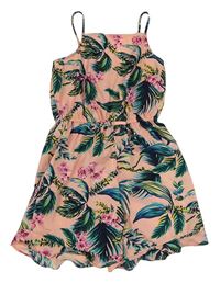 Růžovo-barevný květovaný letní overal Primark 