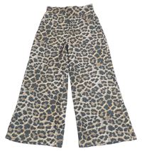 Hnedo-čierne úpletové wide leg nohavice s leopardím vzorom George
