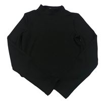 Čierne rebrované crop tričko so stojačikom Primark