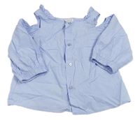 Světlemodrá crop halenka s průstřihy Zara