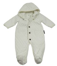 Biela prešívaná zateplená kombinéza s kapucňou Mothercare