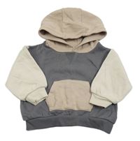 Tmavošedo-béžovo-svetlohnedá mikina s kapucňou M&S