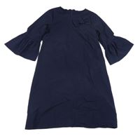 Tmavomodré šaty s mašlí