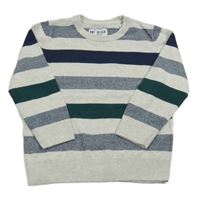 Svetlošedá -farebný pruhovaný sveter C&A