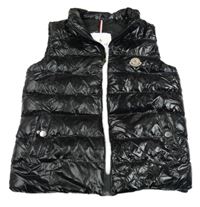 Čierna lesklá šušťáková zateplená vesta s logom Moncler