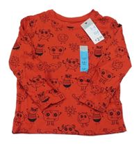 Nové - Červené triko s příšerkami Primark