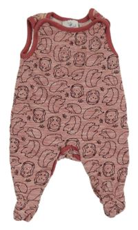 Vínovo-bílé pruhované teplákové dupačky s ježky Topomini