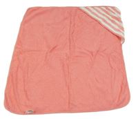 Lososové froté osuška s kapucí s pruhy Mothercare