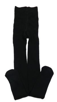 Černé žebrované punčocháče