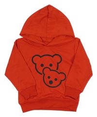 Červená ľahká mikina s medveďmi a kapucňou