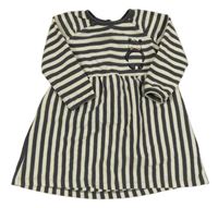 Antracitovo-svetlobéžové pruhované teplákové šaty s pandou M&S