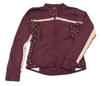 Vínovo-růžová sportovní propínací mikina s hvězdami