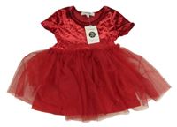 Nové - Červené sametovo/tylové šaty George