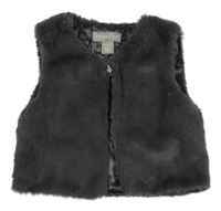 Antracitová kožušinová podšitá vesta Primark