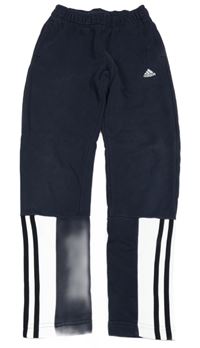 Tmavomodro-bílé tepláky s logem Adidas