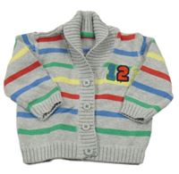 Sivo-farebný pruhovaný prepínaci sveter s číslom M&S