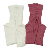 2x punčocháče - smetanové + vínové H&M