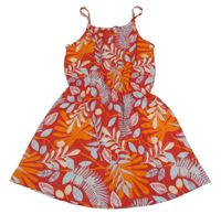 Červené bavlnené šaty s listami Name it