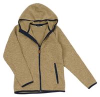 Hnědá melírovaná pletená propínací mikina s kapucí H&M