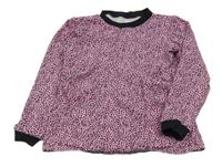 Ružové čierne vzorované tričko s vreckami