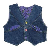 Tmavomodrá rifľová podšitá vesta