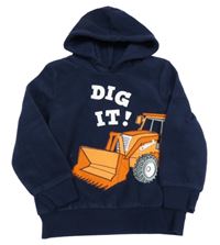 Tmavomodrá fleecová mikina s traktorem a kapucí C&A