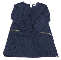 Tmavomodré čipkové šaty so zipy H&M
