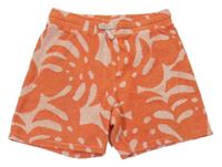 Cihlovo-růžové vzorované froté kraťasy H&M