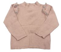 Staroružový ľahký rebrovaný sveter s volánikom zn. Primark