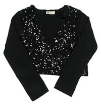 Čierny crop cardigan s flitrami H&M